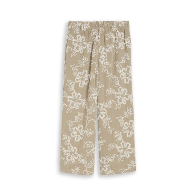 Tom Tailor Damesmode fluent culotte broek met borduring1052111 groen